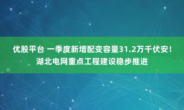 优股平台 一季度新增配变容量31.2万千伏安！湖北电网重点工程建设稳步推进